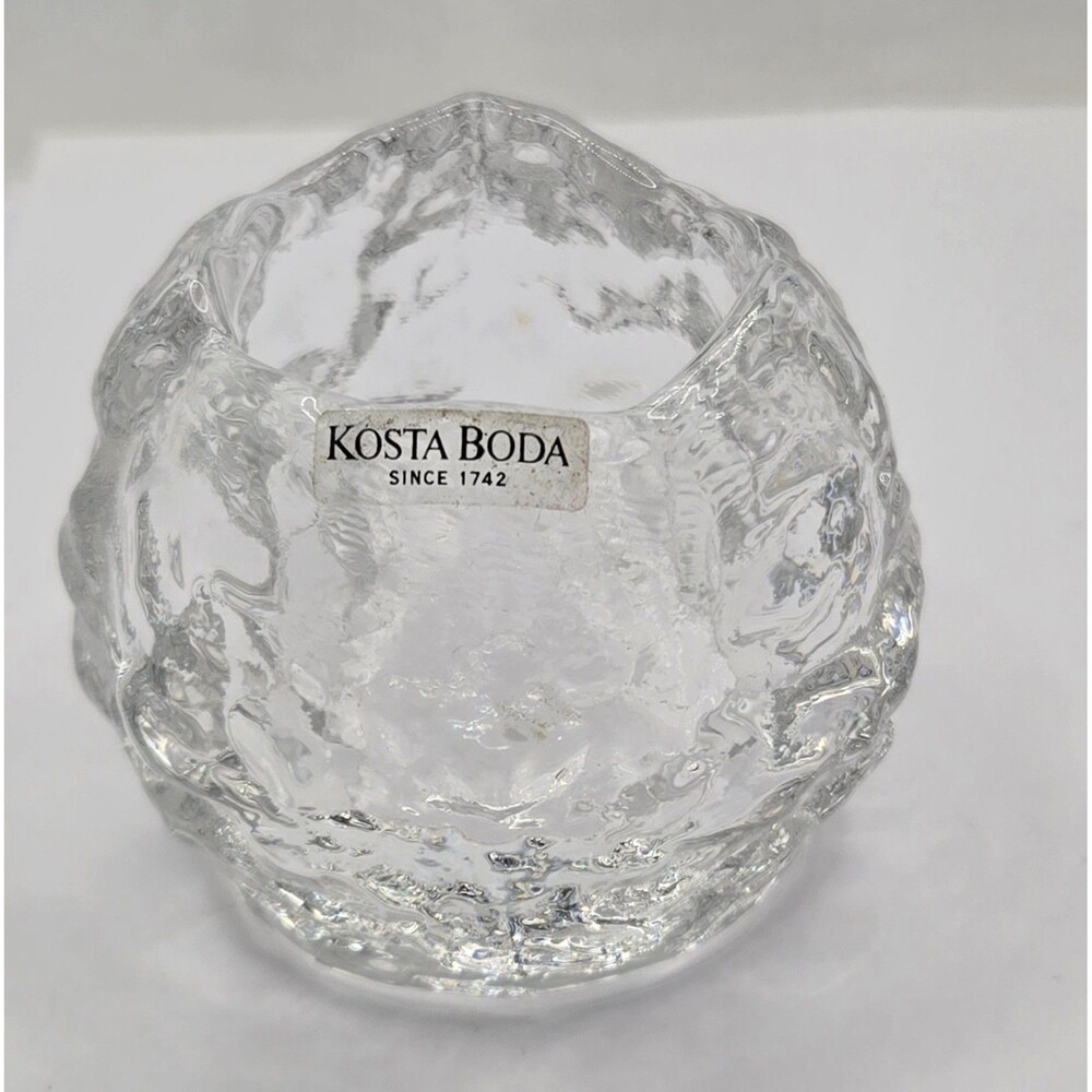 Kosta Boda Sweden Lead Crystal Ice Snowball Tealight & Votive Candle Holder